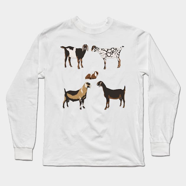 Nubian Goats Pattern Transparent Long Sleeve T-Shirt by TrapperWeasel